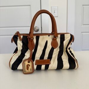 Dooney & Bourke Zebra Print Nylon and Leather Handbag